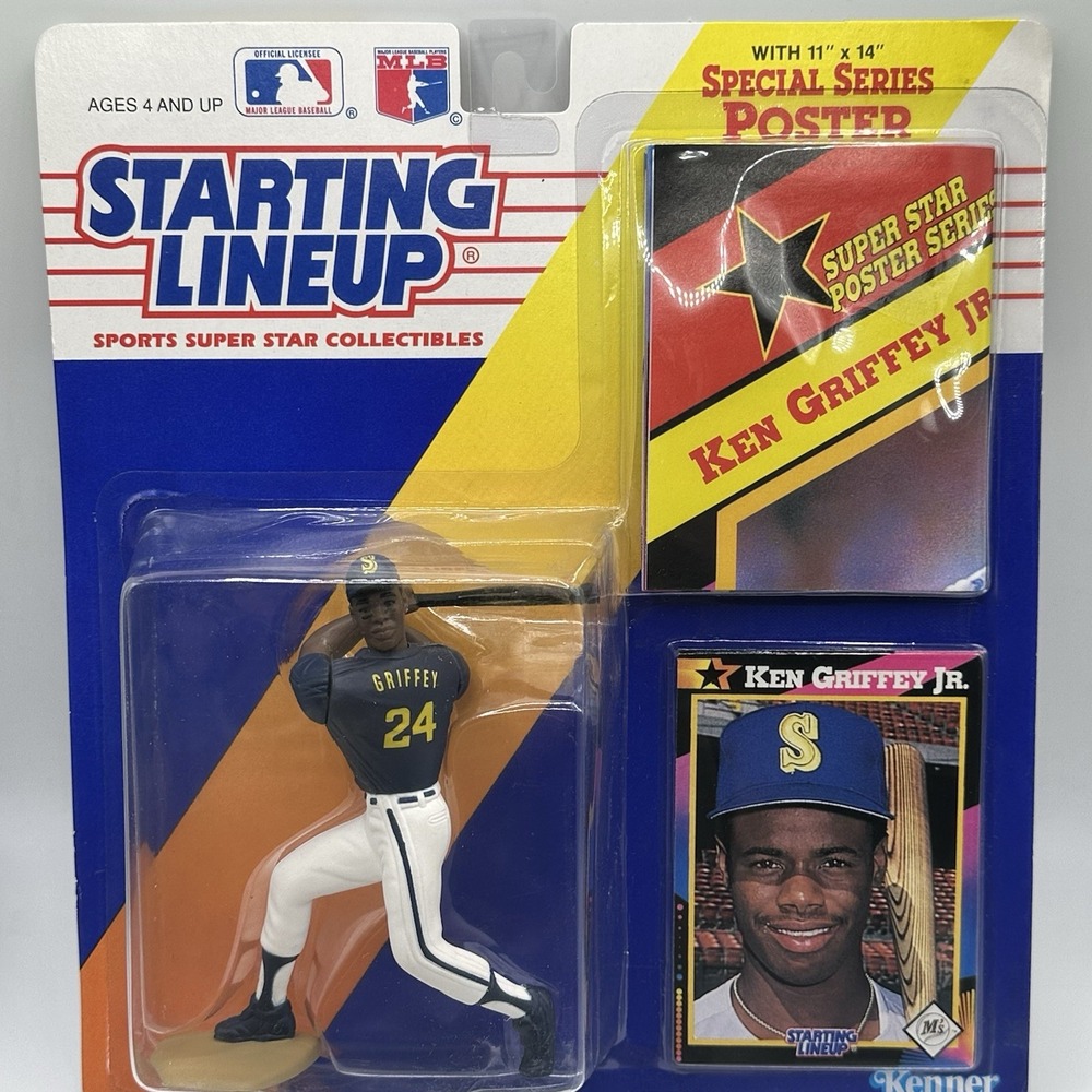 1992 Ken Griffey Jr Starting Lineup Extended Series Poster Mariners Sealed